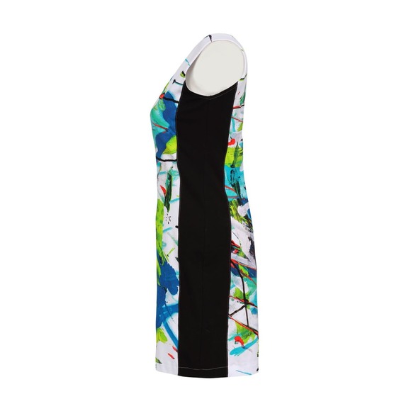 Dolcezza Women's V-neck Abstract Short Dress Size L Half Zip Sleeveless NWT - Picture 4 of 5
